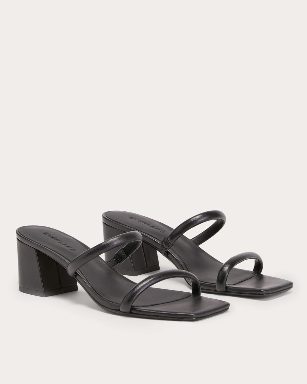 The Double Strap Heel in Black — detail view
