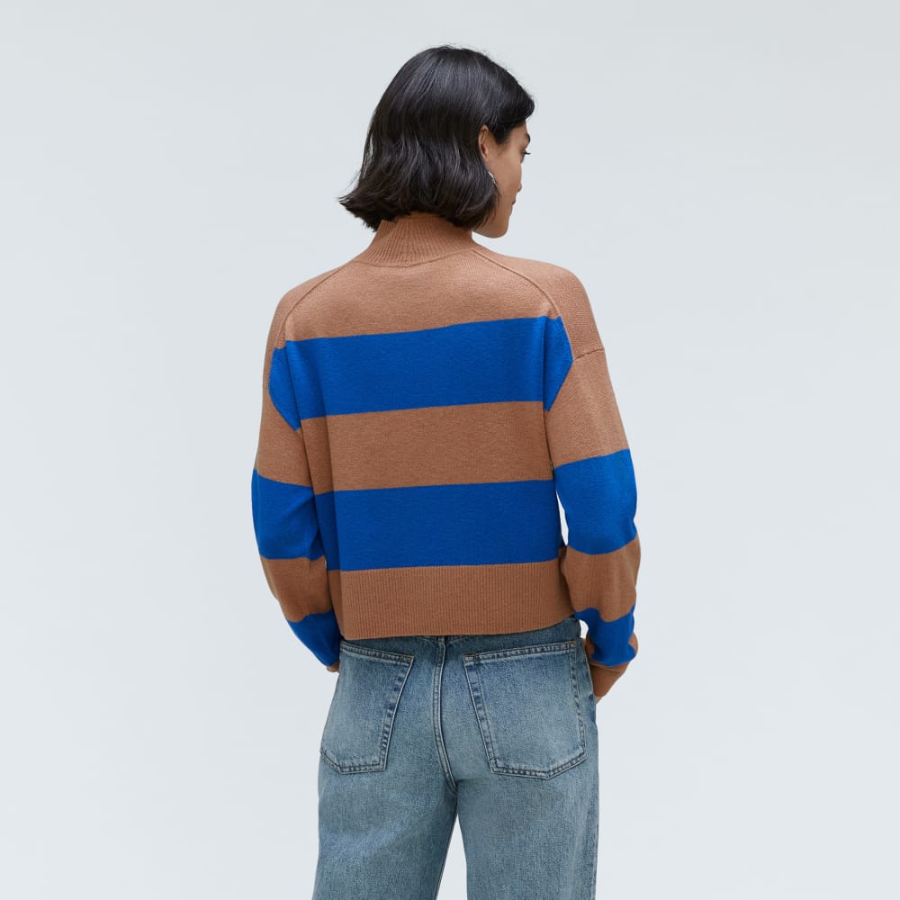 The Luxe Merino Turtleneck in Sahara / Lapis Blue — alternate view