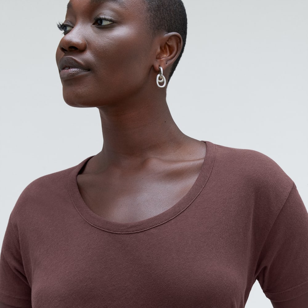 The Air Scoop-Neck Tee in Espresso — detail view