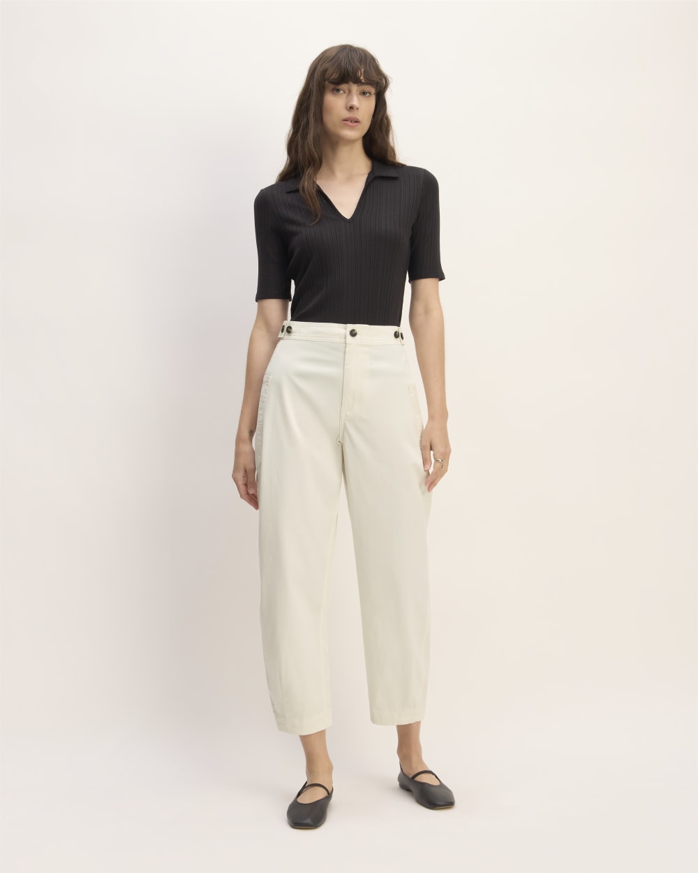 The Barrel Pant in Bone — front view