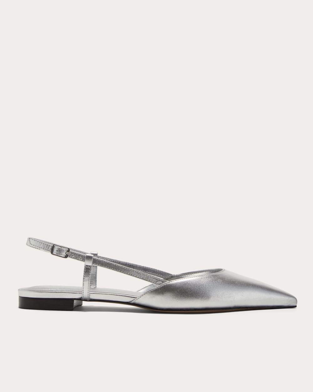 The Studio Slingback Flat in Silver — front view