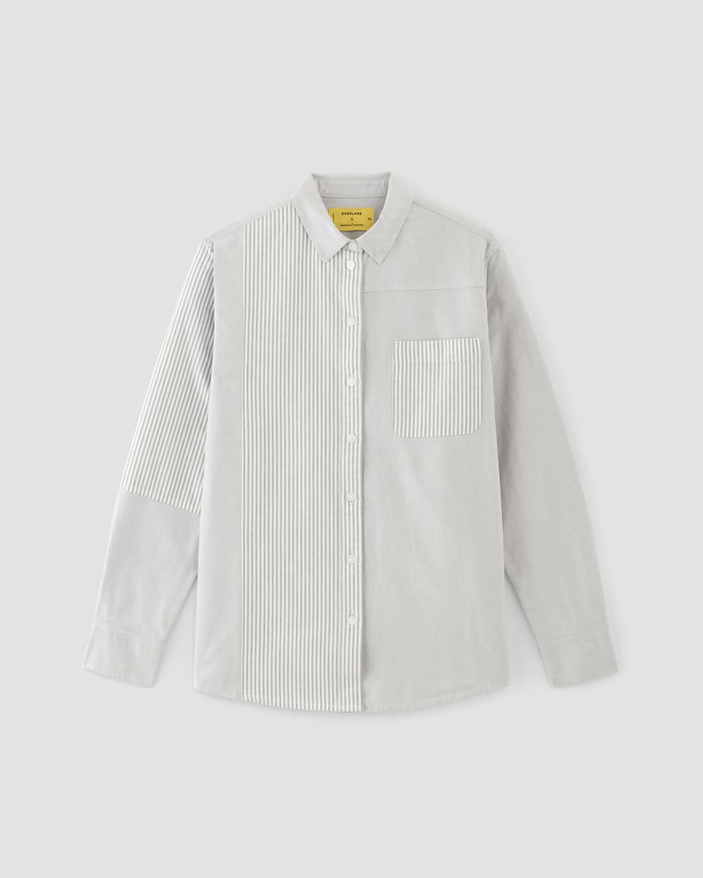 The Everlane x Marques' Almeida Patchwork Relaxed Shirt in Grey Stripe Patchwork — alternate view