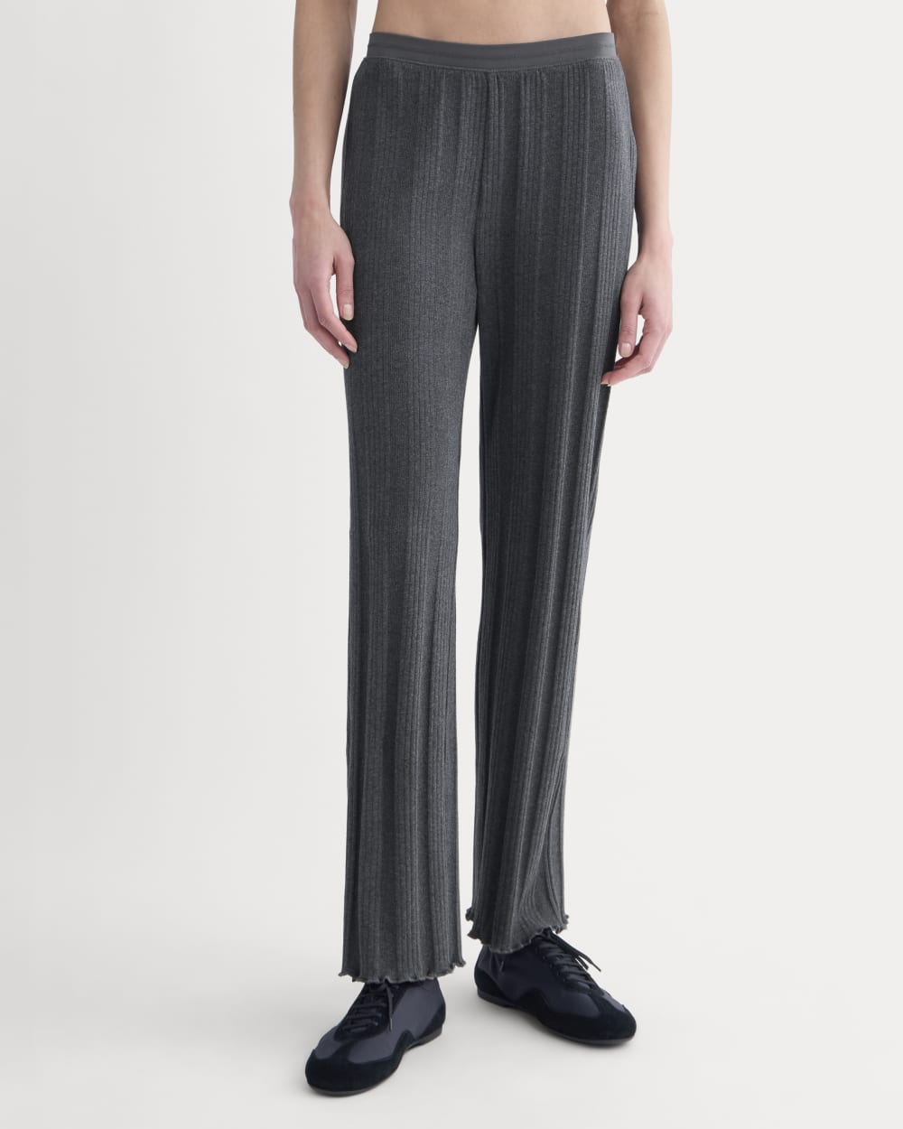Lounge Rib Pant in Heathered Soot — detail view