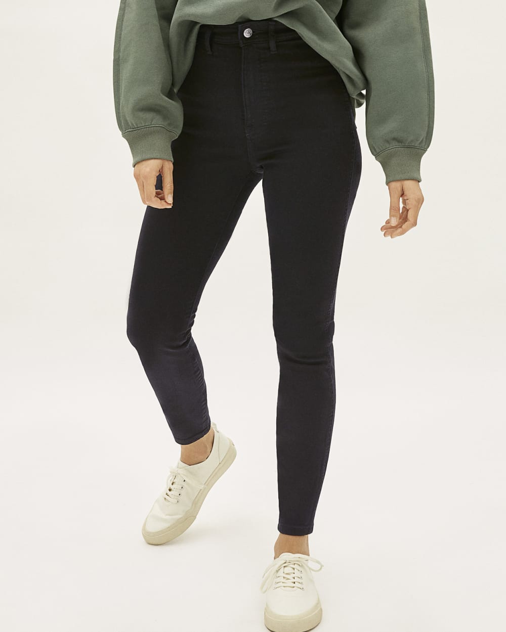 The Way-High® Clean Front Skinny Jean in Black — detail view