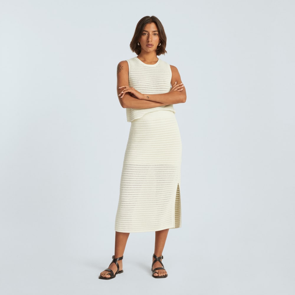 The Crochet Knit Skirt in Canvas — detail view