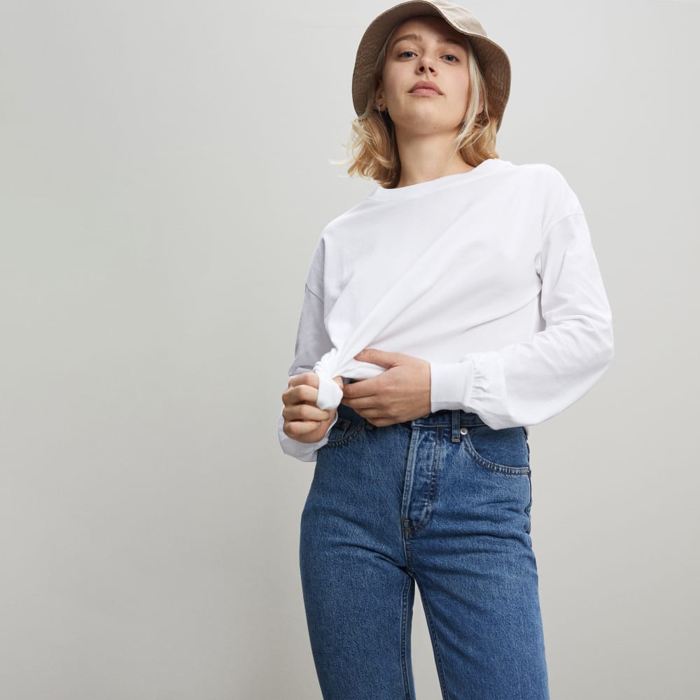 The Organic Cotton Long-Sleeve Tee in White — alternate view