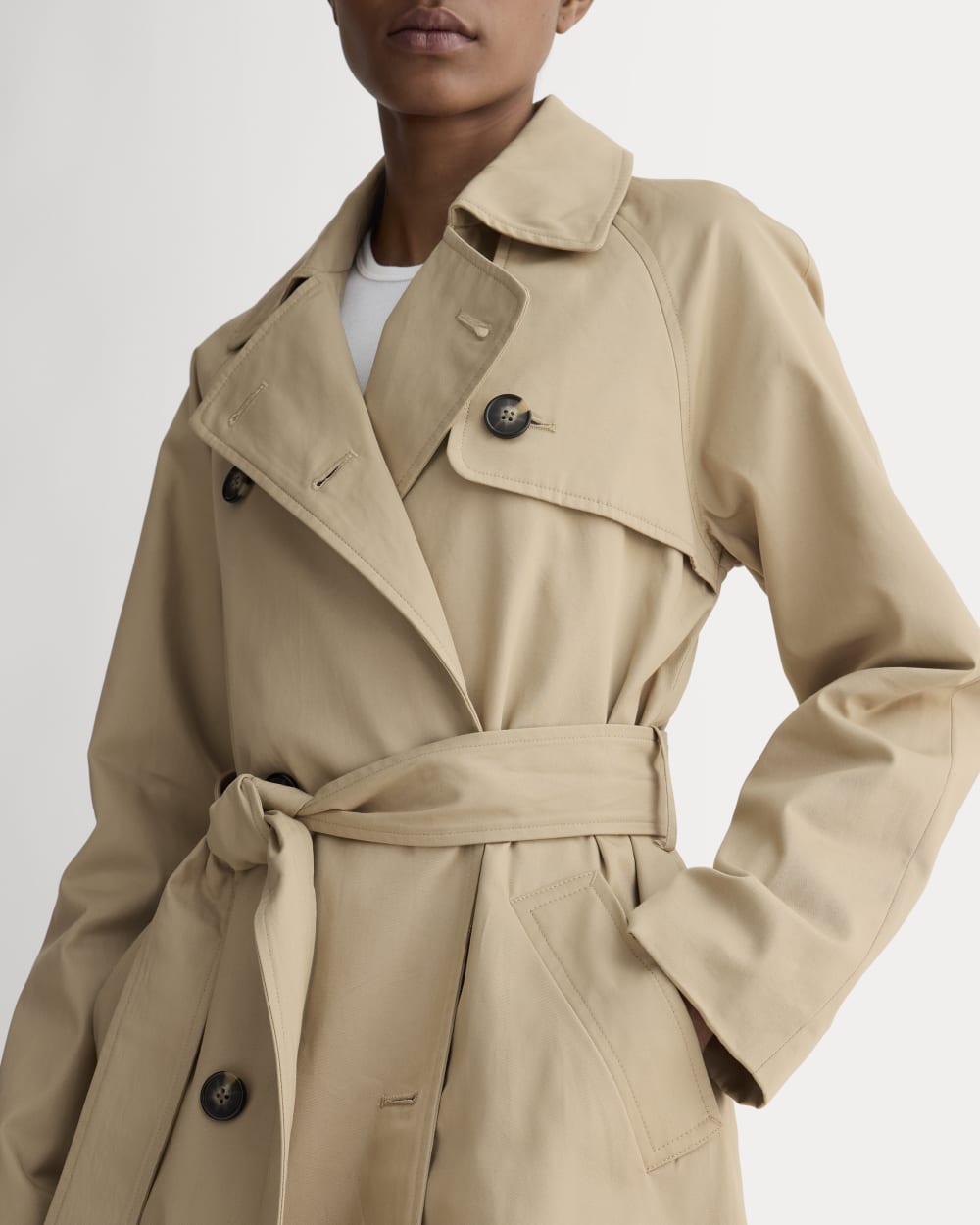 The Modern Trench Coat in Cornstalk — detail view