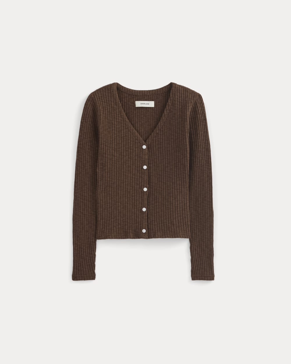 The Cozy Rib Cardigan in Dark Mahogany — alternate view