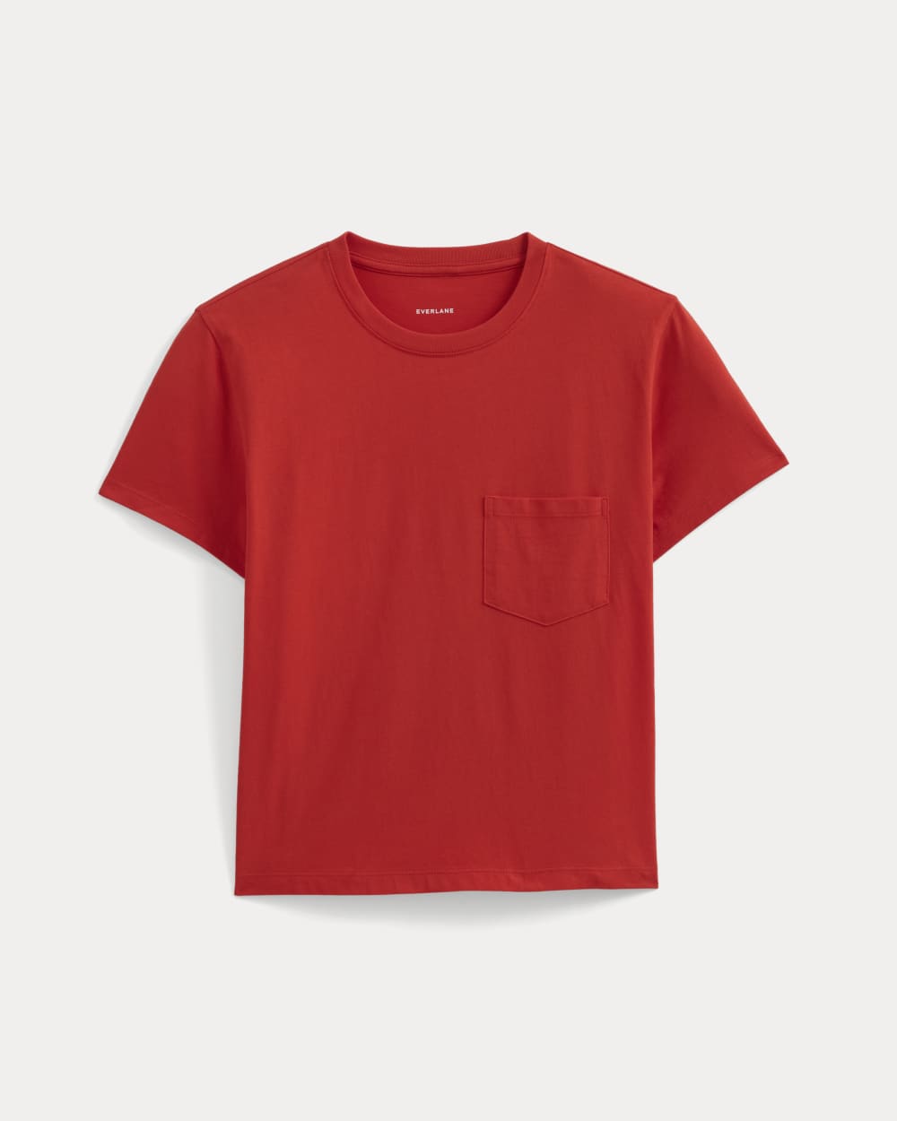 The Box-Cut Tee in Essential Cotton in Fiery Red — alternate view