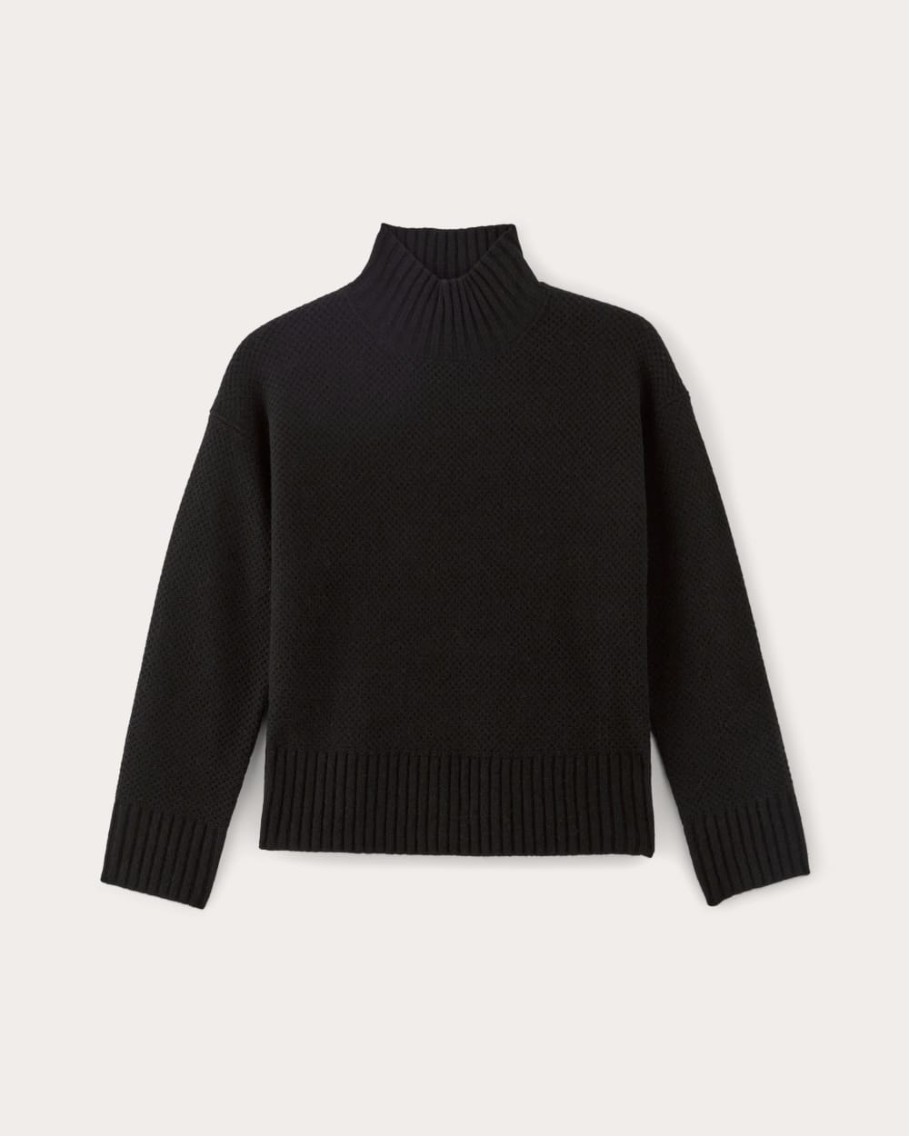 The Honeycomb Funnel Neck in Wool Cashmere in Black — alternate view