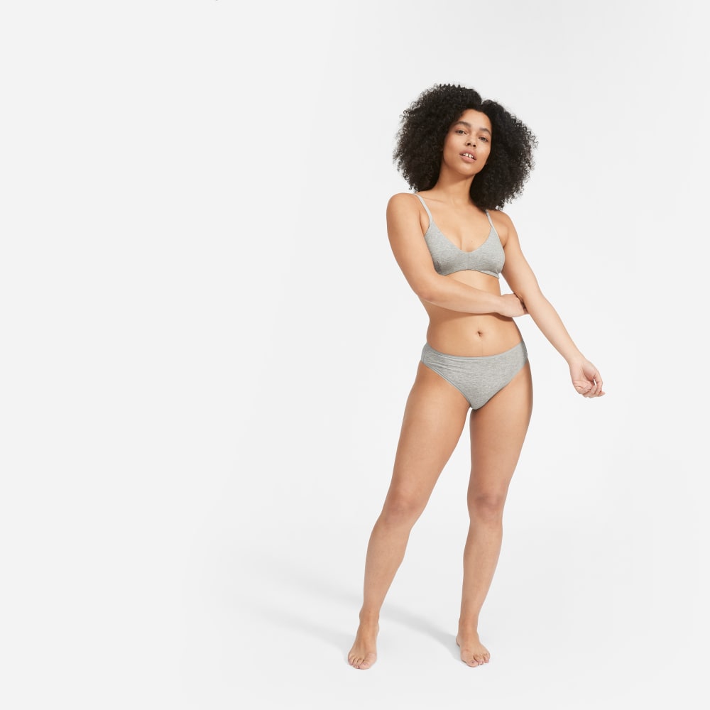 The Cotton High-Rise Bikini in Heathered Grey — detail view