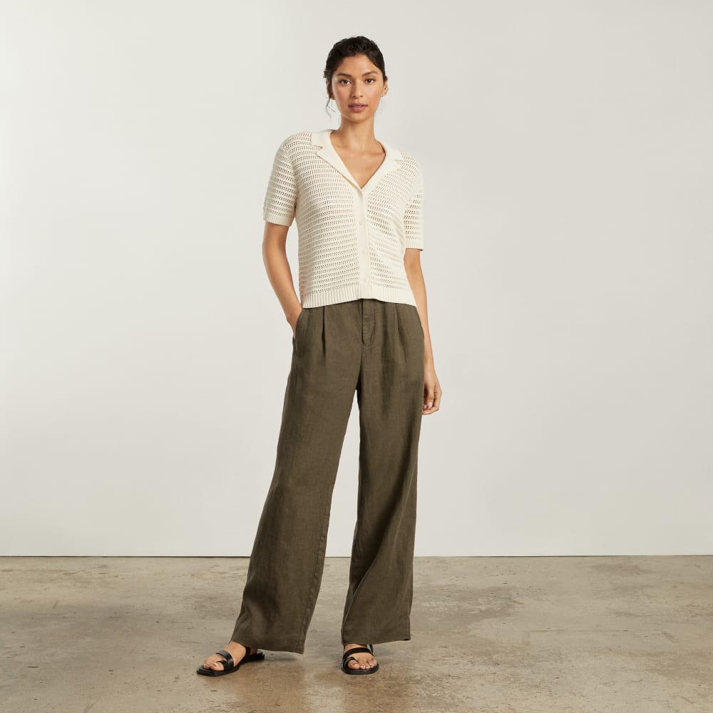 The Linen Way-High® Drape Pant in Beech — detail view