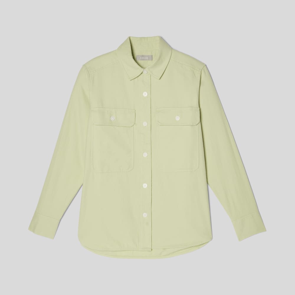 The Classic Cotton Flannel Shirt in Seafoam Green — alternate view