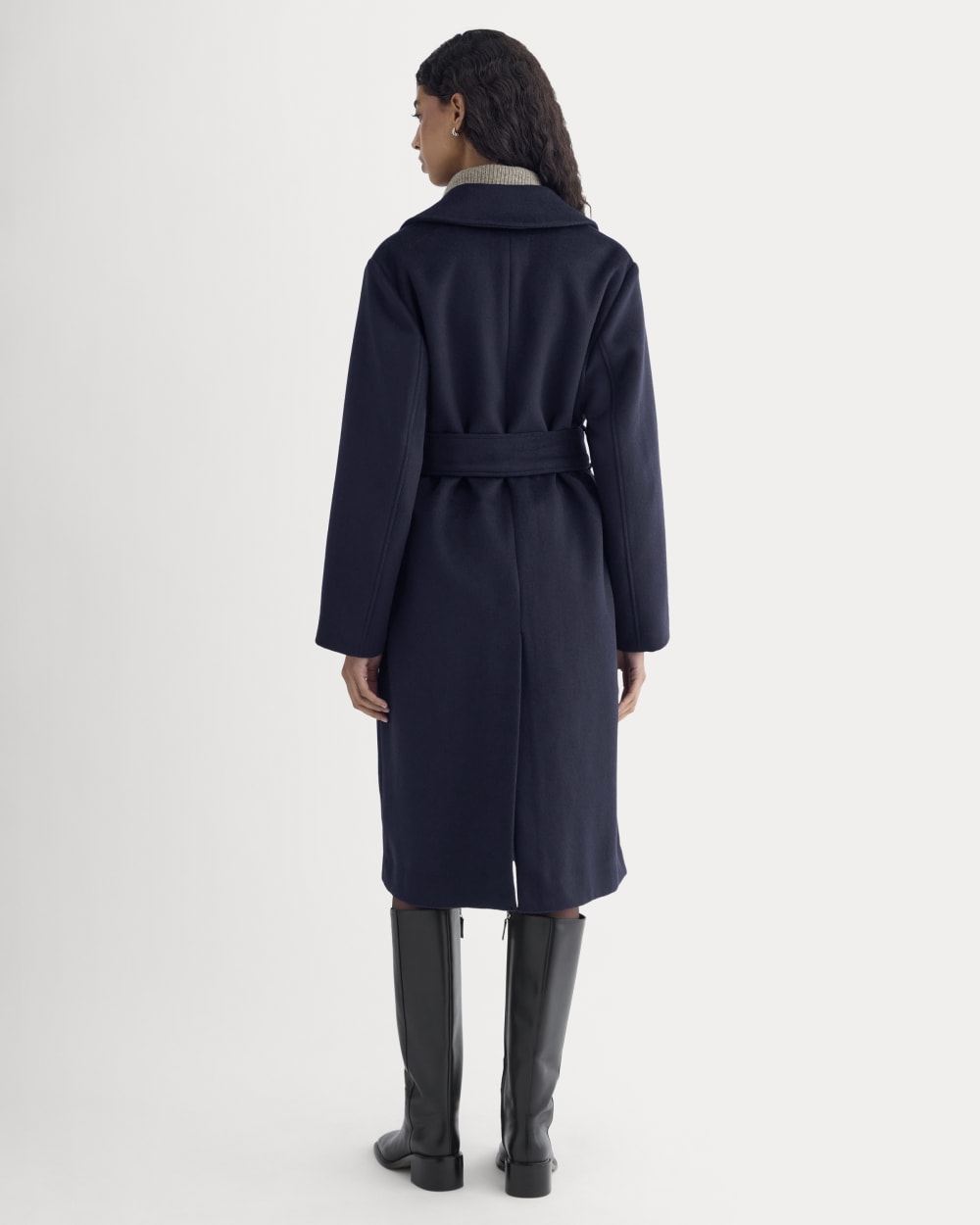 ReWool Belted Blanket Coat in Deep Navy — detail view