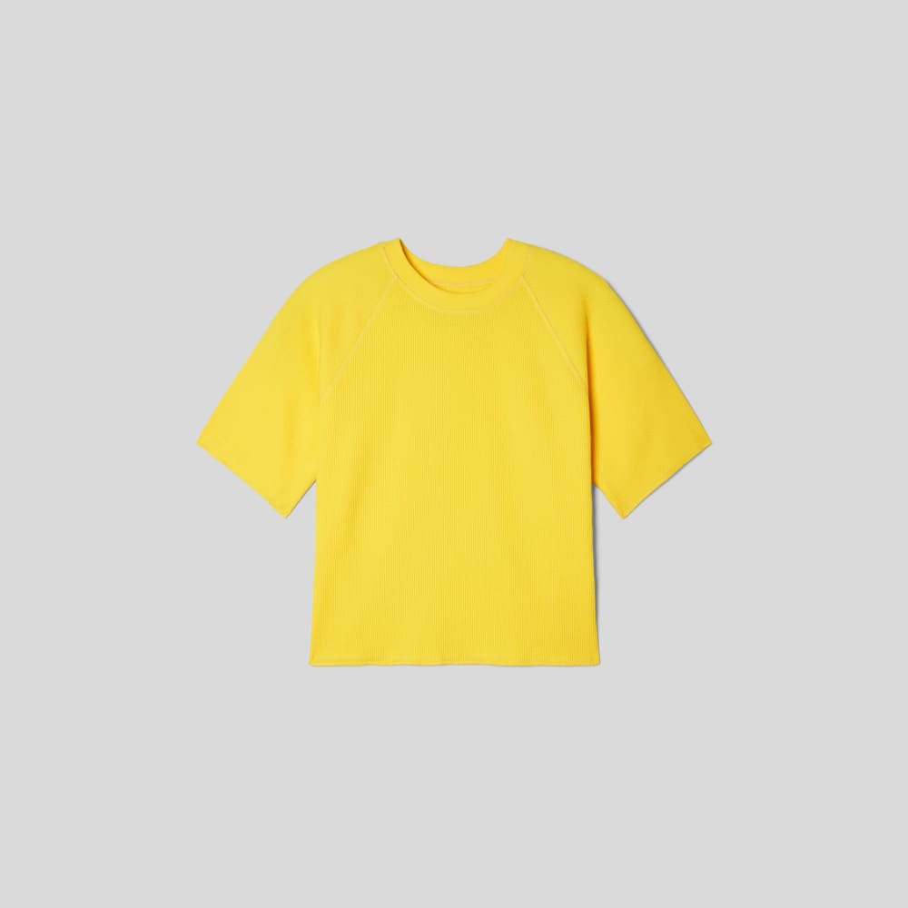 The Organic Cotton Waffle Raglan Tee in High Visibility Yellow — alternate view