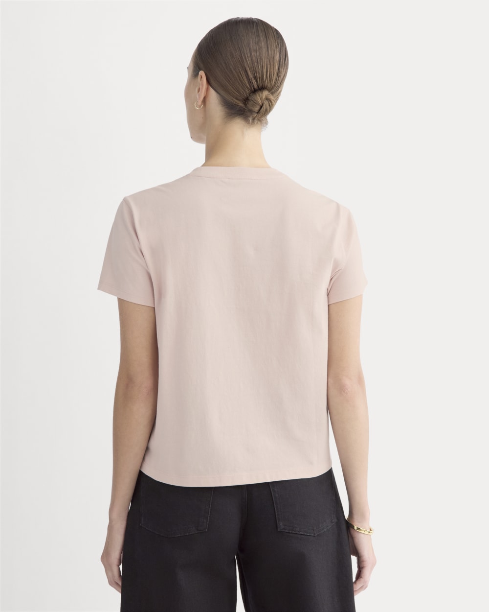 The Box-Cut Tee in Essential Cotton in Soft Rose — detail view