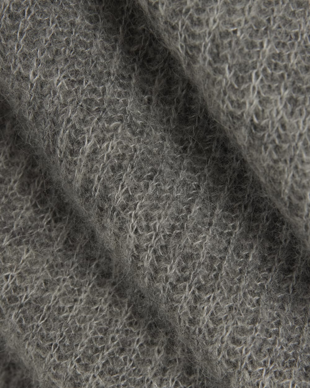 The Cocoon Crew in Alpaca in Heather Stone Grey — detail view