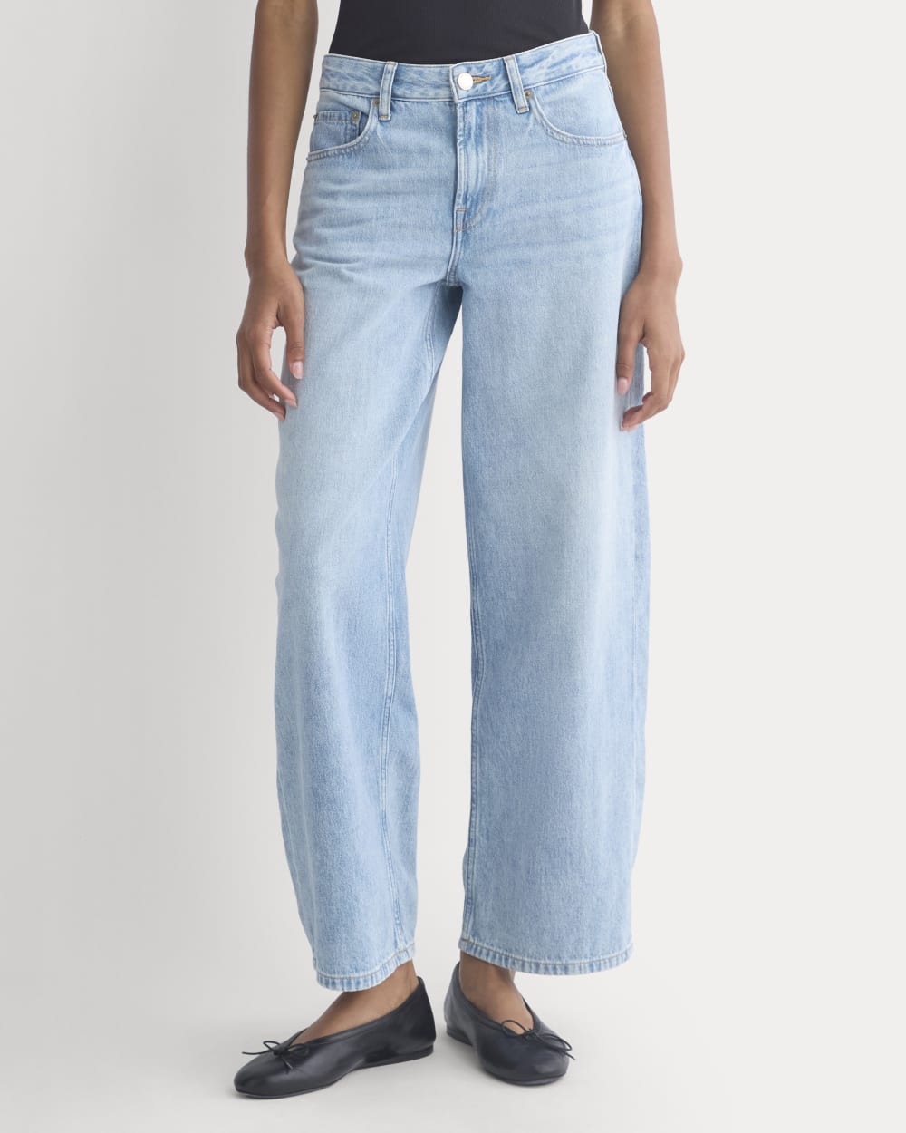 Loose Curve Jean in Light Indigo — detail view