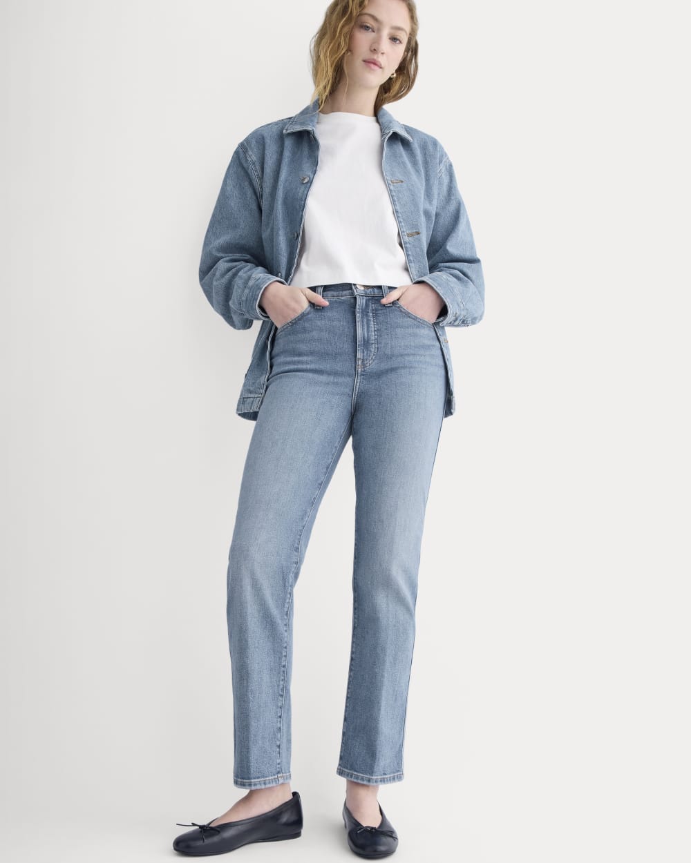 High-Rise Cigarette Jean in Medium Blue — front view
