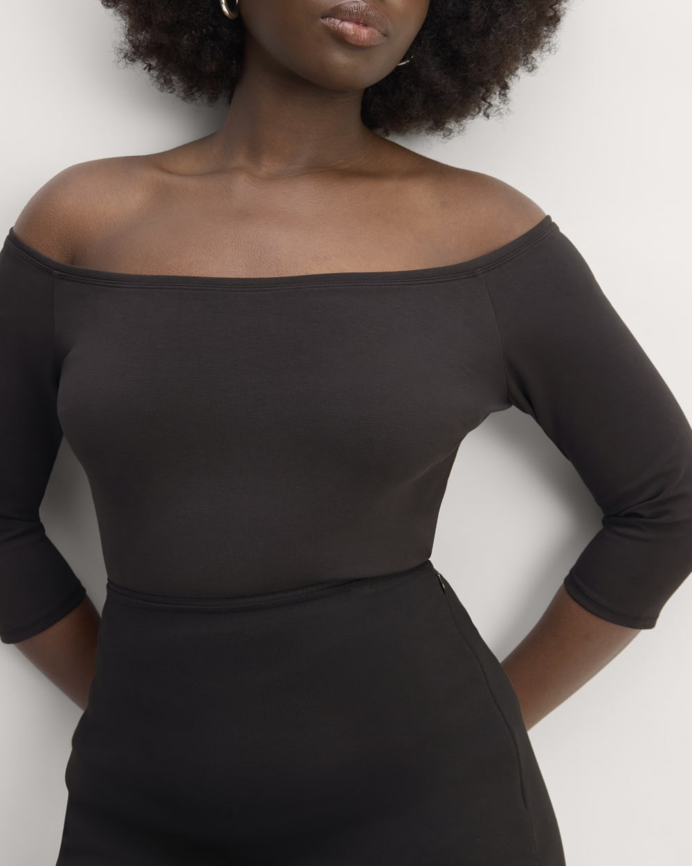 The Form Off-Shoulder Top in Black — detail view