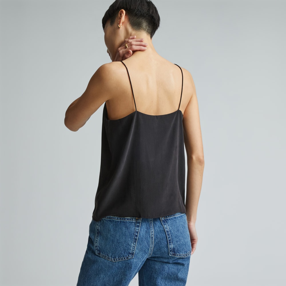The Washable Clean Silk Cami in Black — detail view