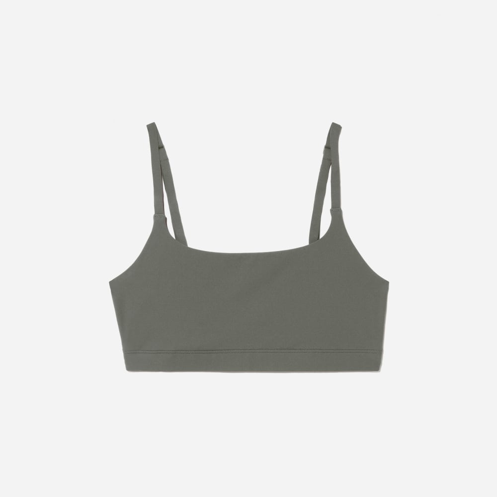 The Invisible Square-Neck Bralette in Pewter Green — front view