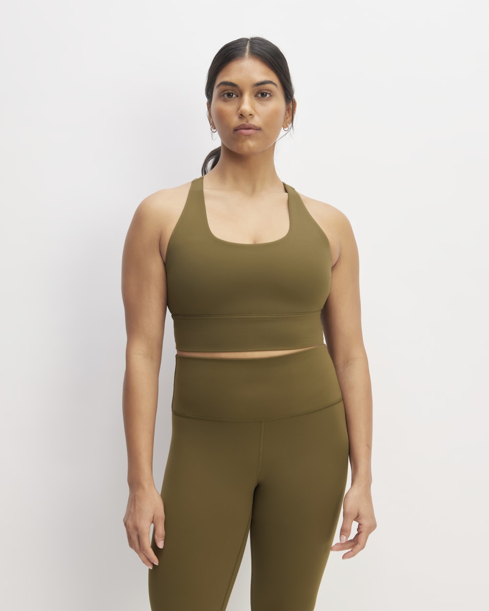 The Perform Longline Bra in Beech — front view