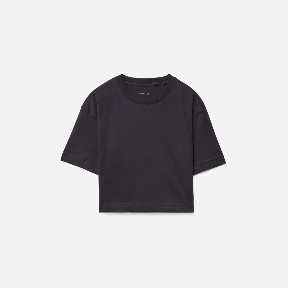 The Organic Cotton Cropped Tee in Black — front view