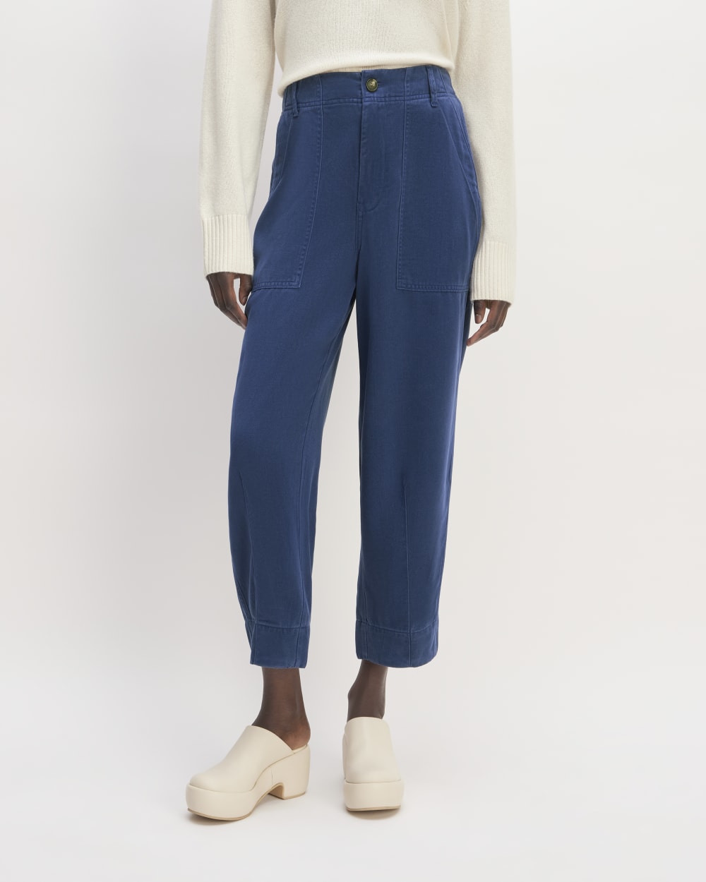 The Utility Pant in Buttersoft in Bellwether Blue — detail view