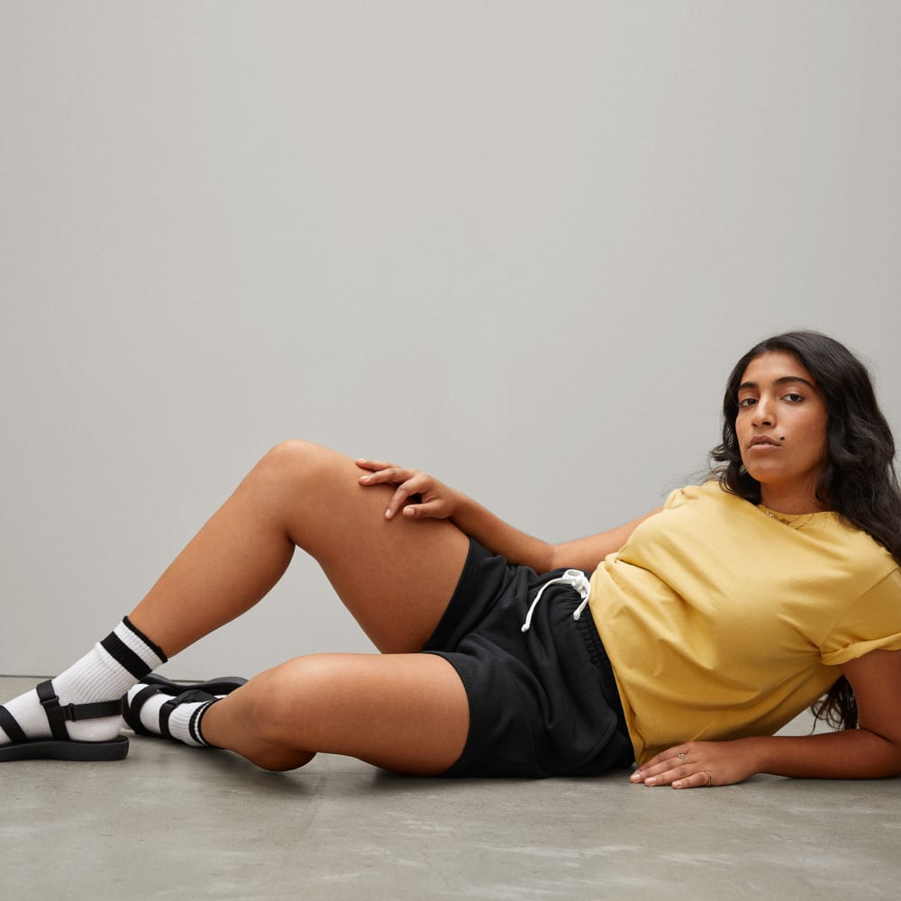 The Track Long Sweatshort in Black — detail view