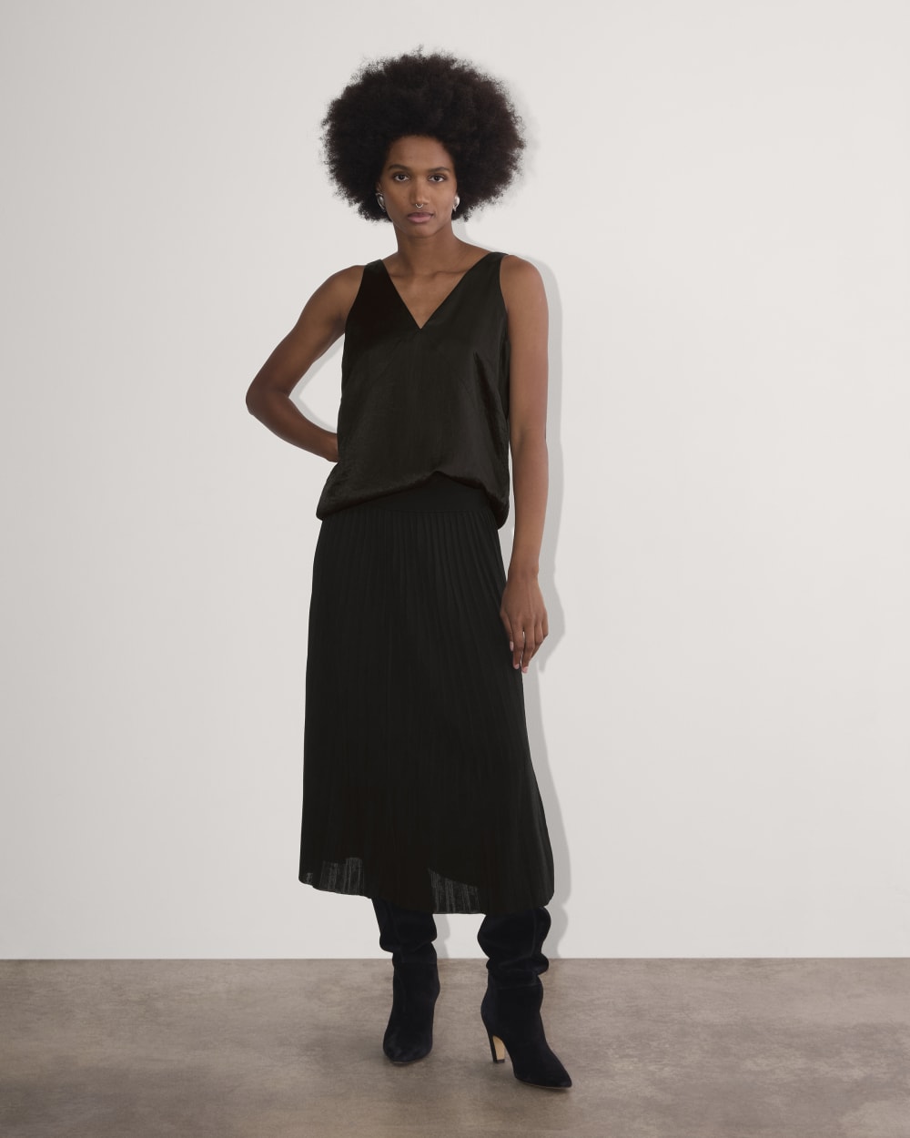 The Satin Tank in Black — detail view