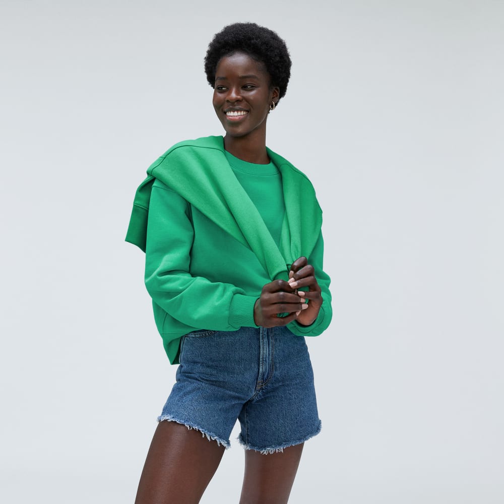 The Track Oversized Crew in Bright Jade — detail view