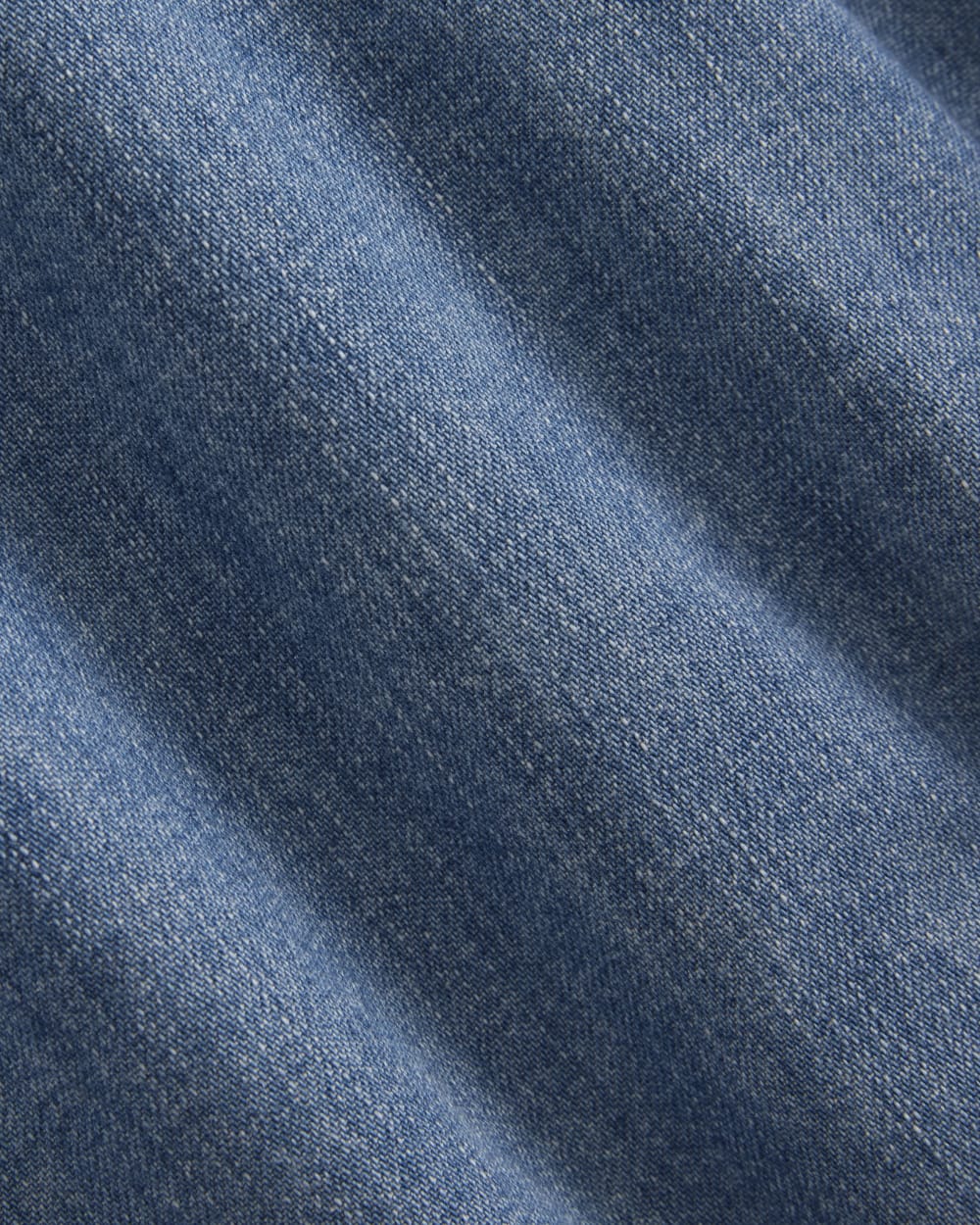 Denim Short-Sleeve Dress in Light Indigo — detail view