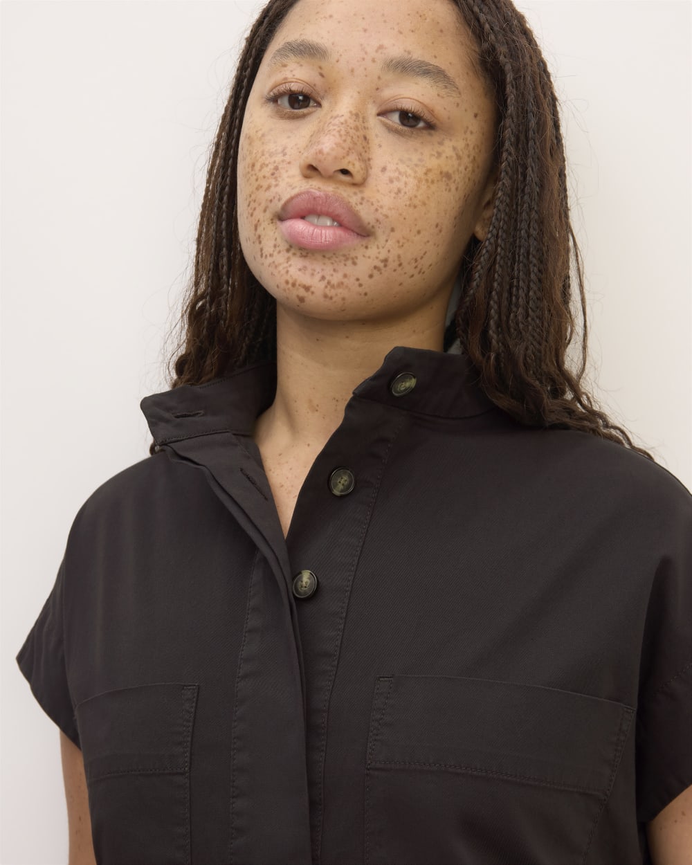 The Easy Workwear Dress in Black — detail view
