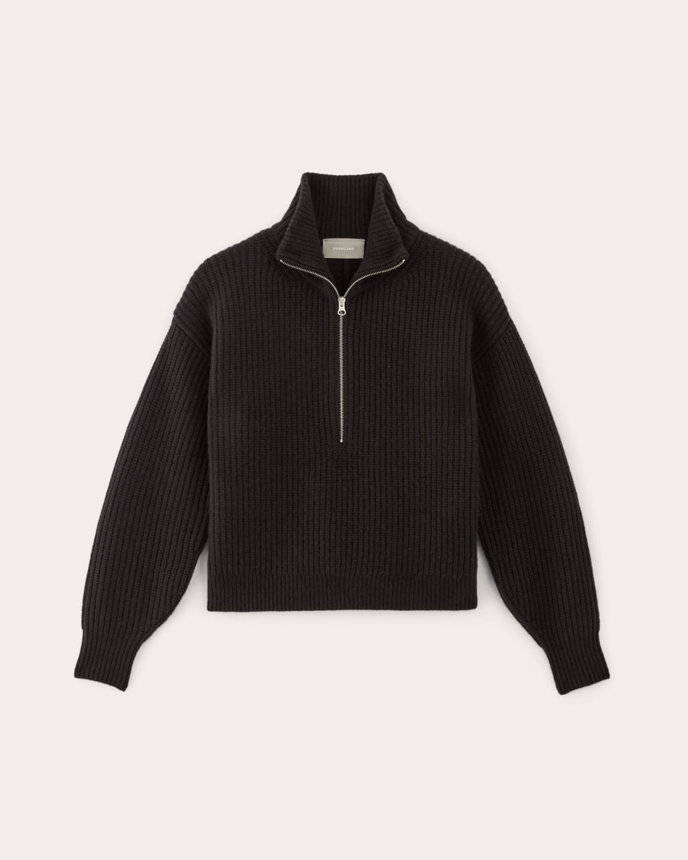 The Half-Zip Sweater in Luxe Merino in Black — alternate view