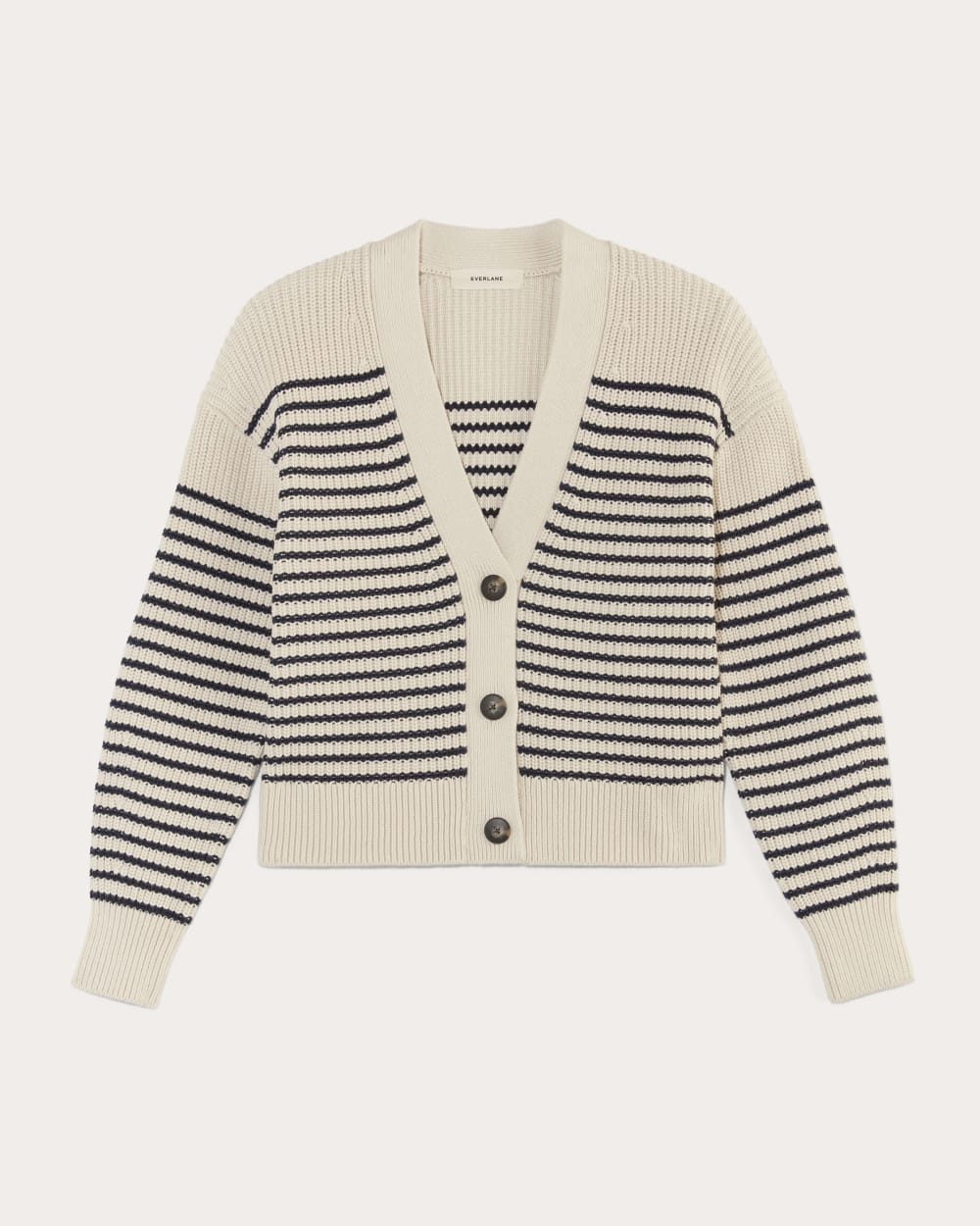 The Boxy Cardigan in Everyday Cotton in Canvas / Navy — alternate view