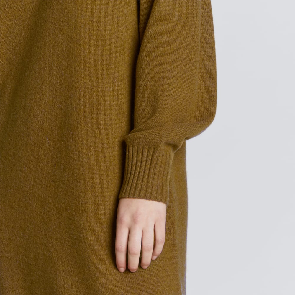 The Cashmere Midi Dress in Tapenade — detail view