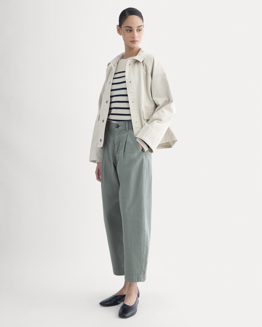 The Everywhere Pant in Agave Green — front view