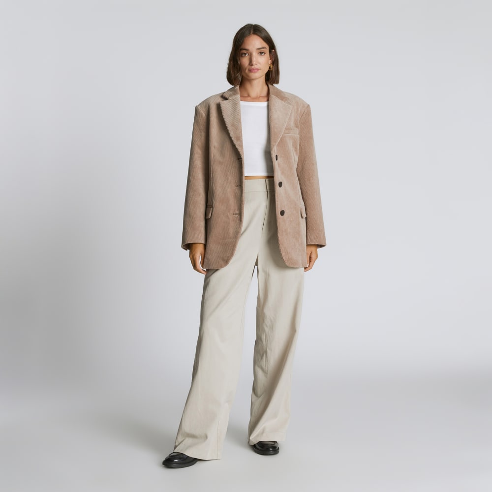 The Corduroy ’80s Blazer in Taupe Grey — detail view