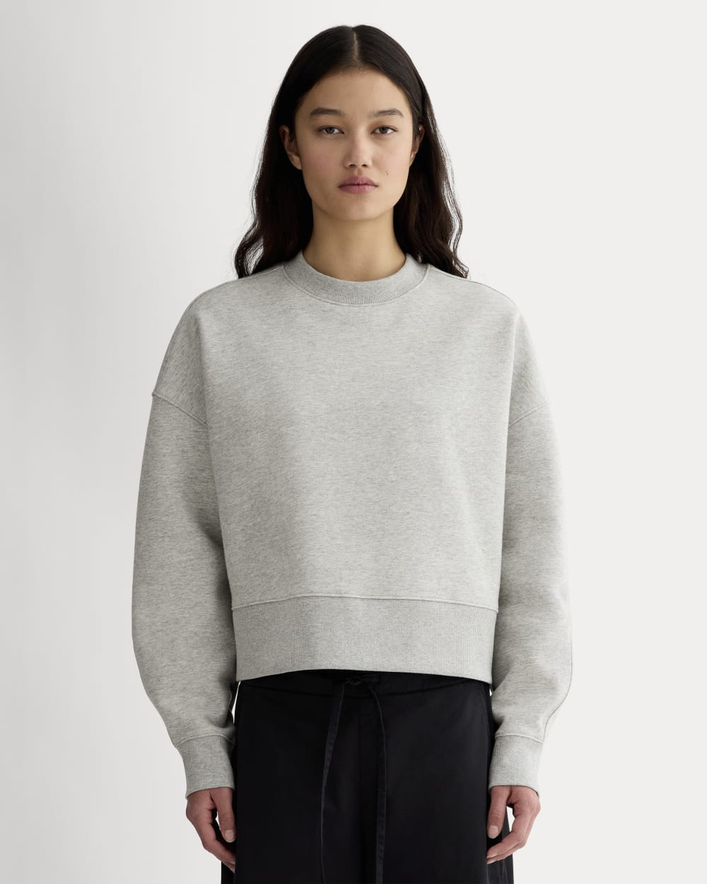 Luxe Fleece Sweatshirt in Heathered Grey — front view