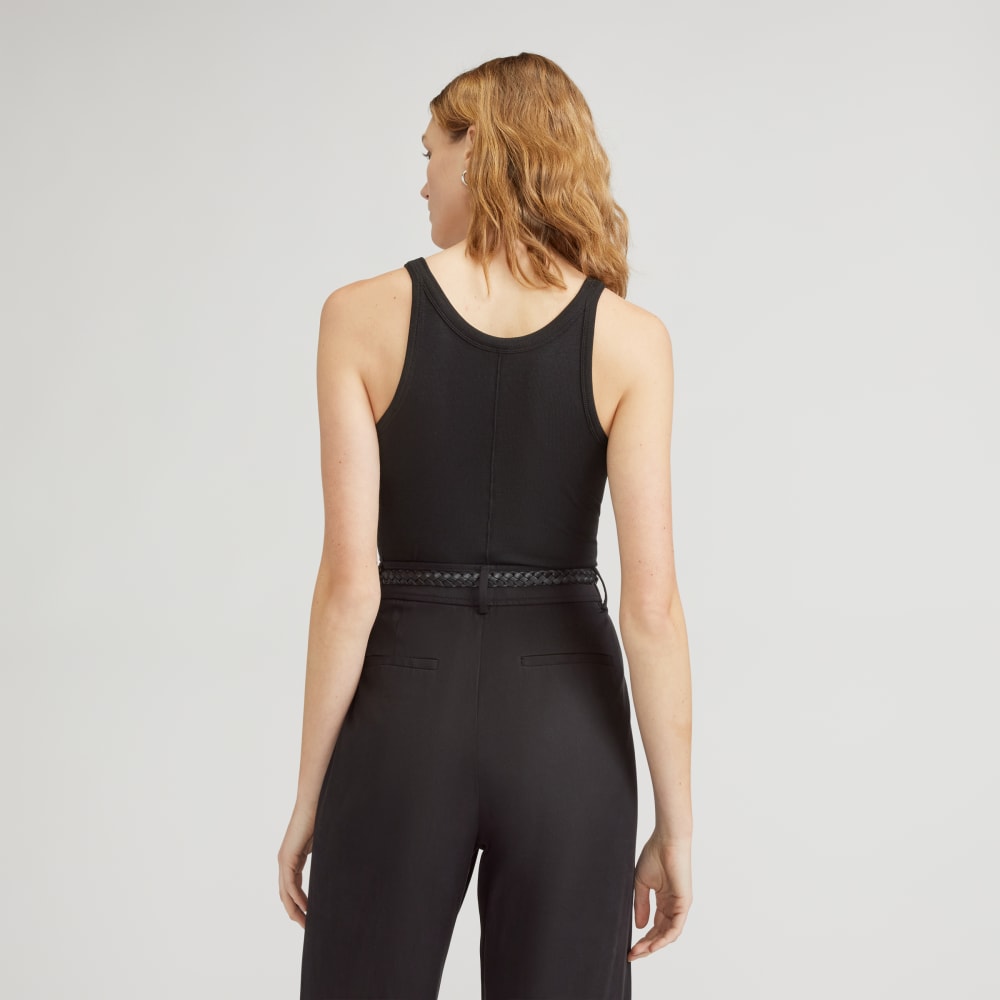 The Supima® Micro-Rib Cropped Tank in Black — detail view