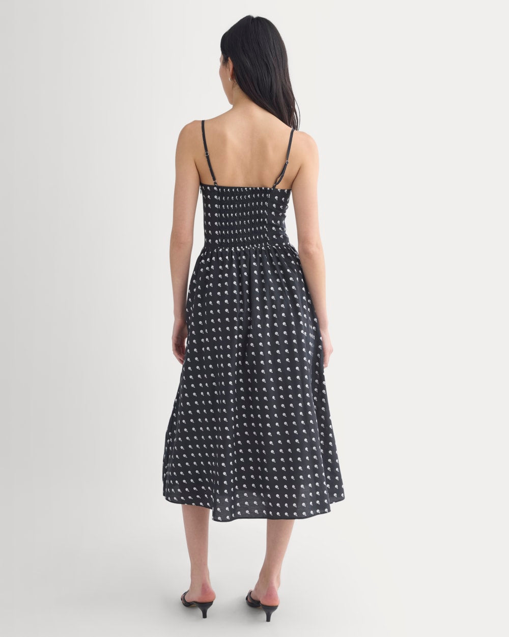 Midi Dress in Cotton Silk Voile in Black — detail view