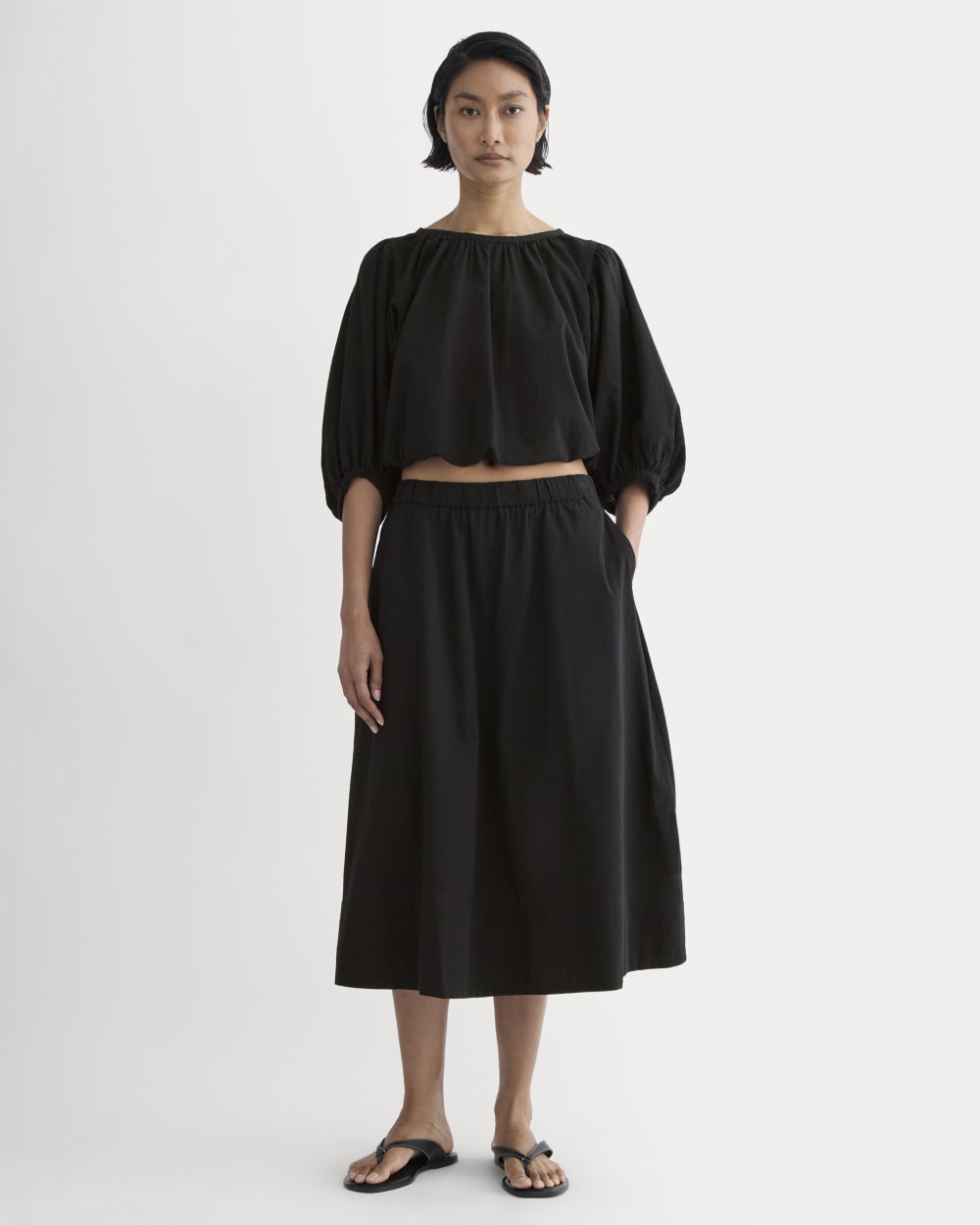 The Gauze Tiered Skirt in Black — front view