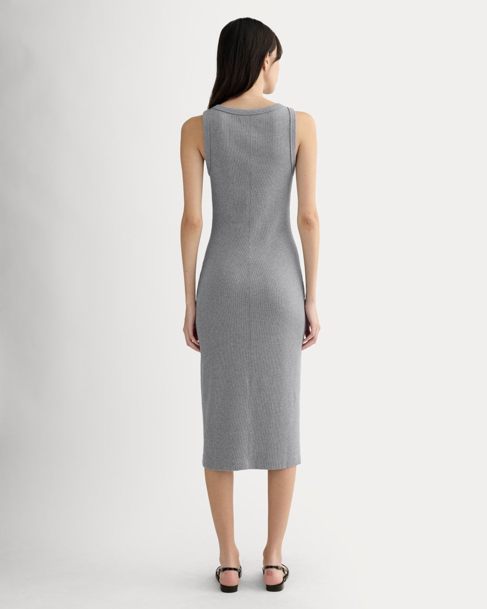 The Selfie Tank Dress in Mid Heather Grey — detail view