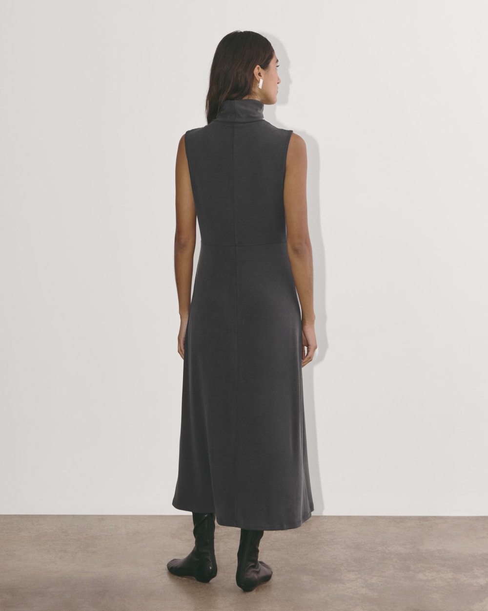 The Madison Dress in Butterknit in Black — detail view