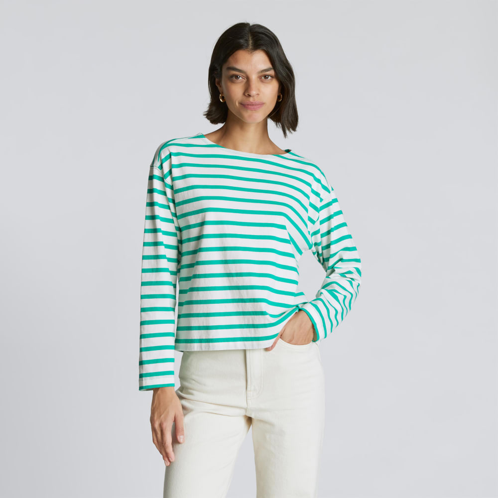 The Mariner Tee in Bright Jade / Canvas Tan — front view