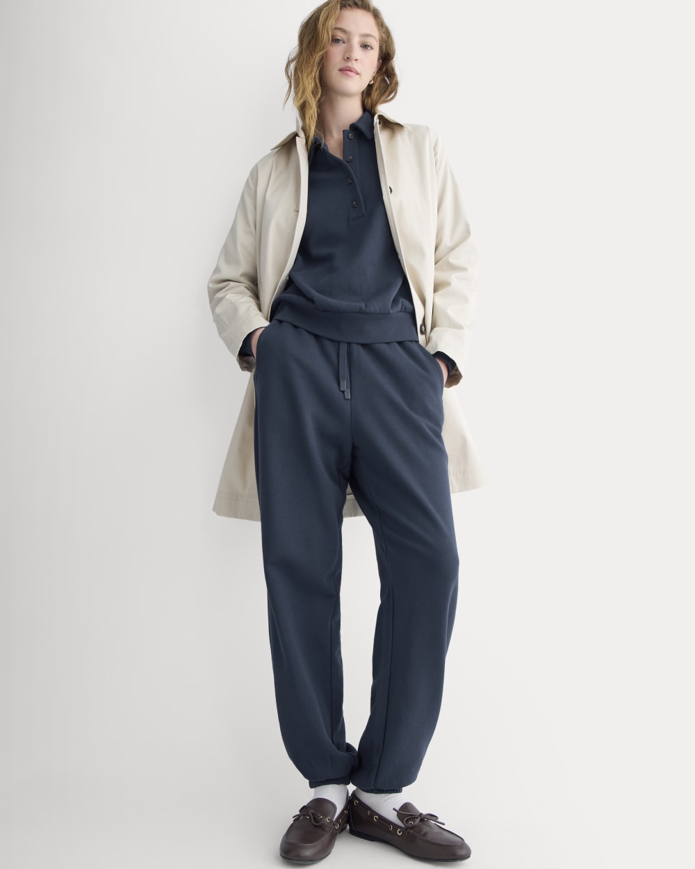 Lightweight Terry Jogger in Navy — front view