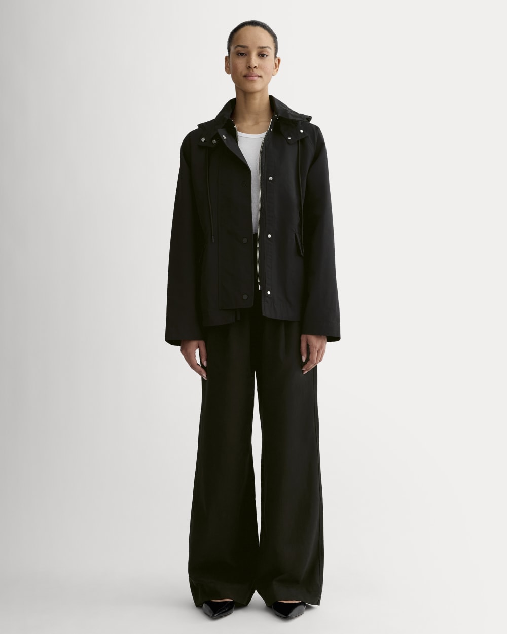 The Short Anorak in Black — detail view