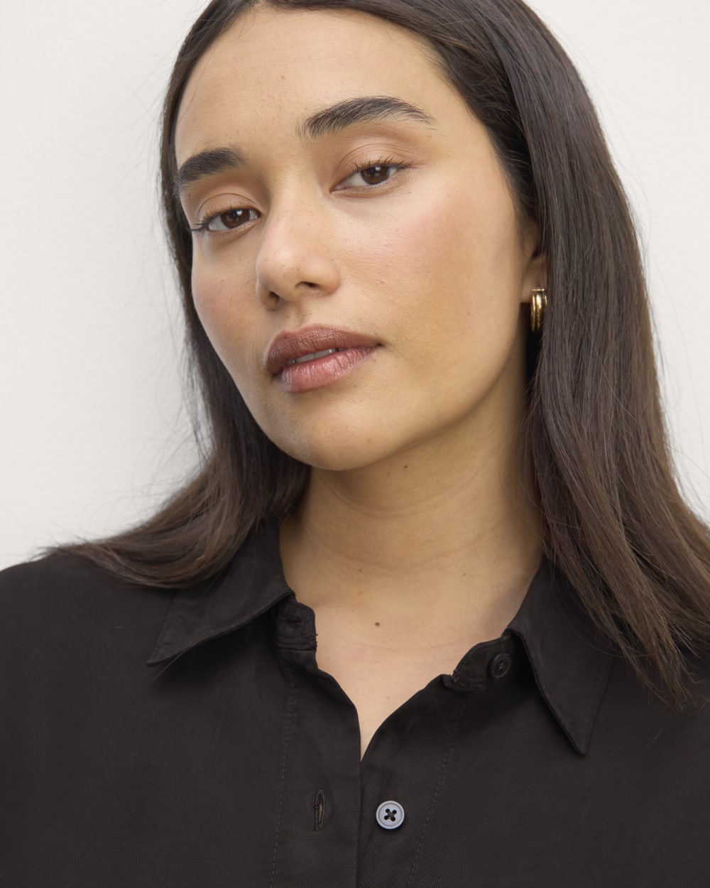 The Must-Have Shirtdress in Butterlite in Black — detail view