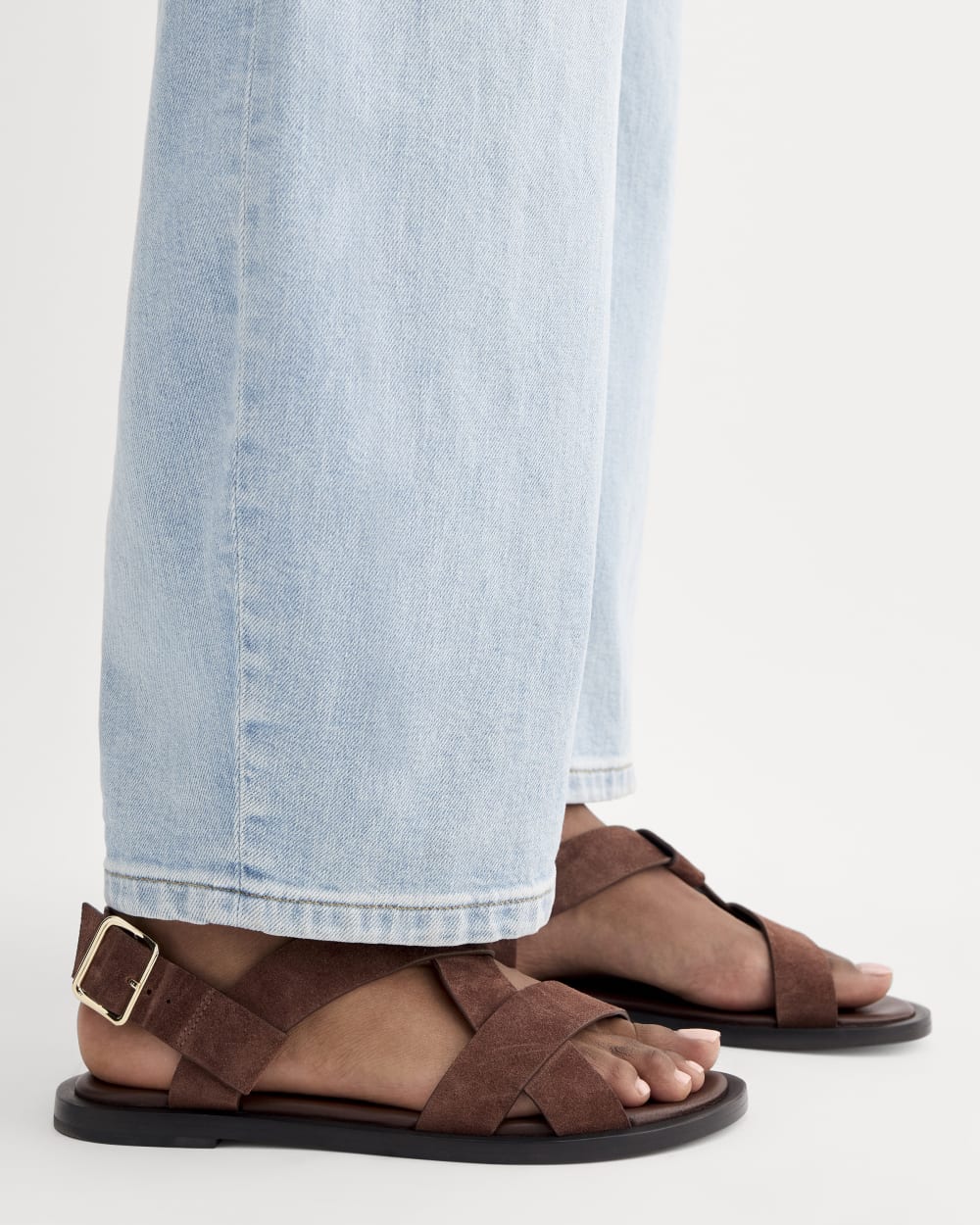 The City Strap Sandal in Burnt Umber Suede — alternate view